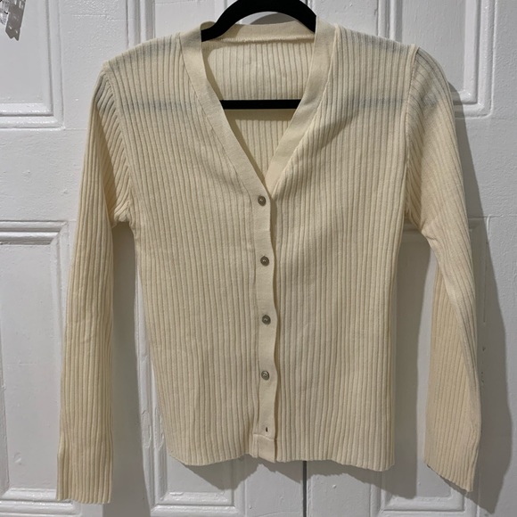 Sweaters - long sleeve v neck ribbed sweater cardigan